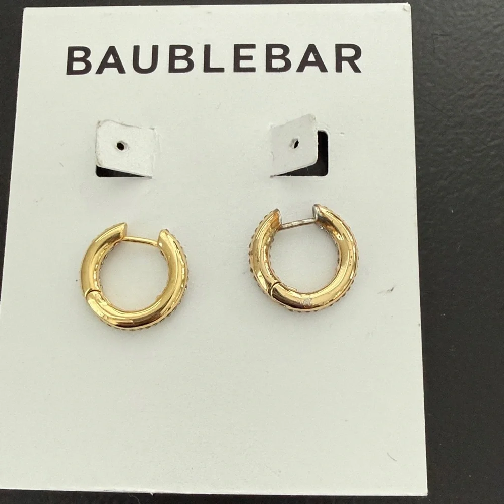 BaubleBar NWOT Huggie Hoops in Clear